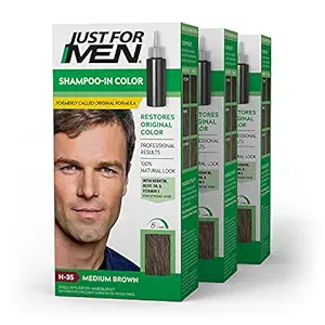 Just for Men Shampoo-In Hair Color Medium Brown 35 1 application (Pack of 3)