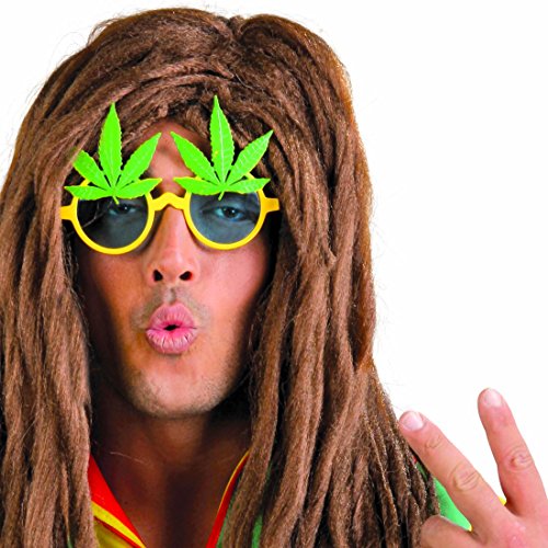 Marihuana Sonnenbrille Cannabis Partybrille Spaßbrille Haschisch Hipiebrille Kiffer Brille Hippie Glasses Funbrille Hanfblatt