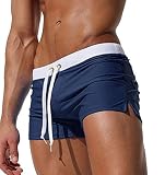 bajar cintura hombre [Trajes de baño clásicos]------Los hombres y los muchachos adolescentes rápidamente secan el traje de baño del resbalón con los bolsillos y la cremallera, cortocircuitos activos de los hombres de la pierna cuadrada