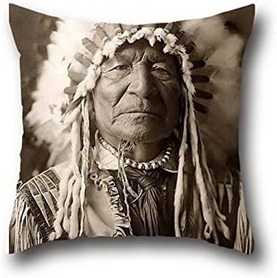 Kaari Ok Indian Chief Thick Cotton Throw Pillow Cover Decorative Colorful Cushion Case Square 18*18