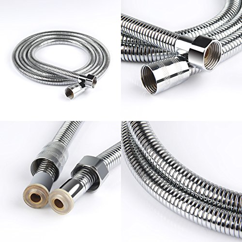 Cadrim Brauseschlauch, 1,5m Edelstahl Chrome Dusche Badewanne Schlauch Flexible Edelstahl Ersatzrohr Brauseschlauch - 5