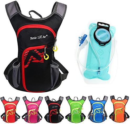 Asiki 12L Hydration Pack with 2L Water Bladder - Waterproof Camping Hiking Running Biking Trekking Climbing Cyclng Hydration Backpack &amp; Rucksack (Black)