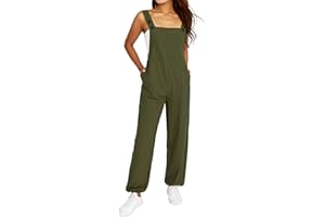 Vioyavo Tuta da Donna Senza Maniche Salopette Donna Estiva Elegante Comoda Salopette Premaman Larga con Coulisse e Spalline Jumpsuit Casual con Tasche