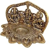 Crafts™ Metal Handmade Lami Ganesh Saraswati Idol Pooja Puja Thali for Worship Gift Home Office Decor