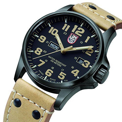 Luminox Atacama Field Day Date Men's Quartz watch with Black dial featuring LLT Luminox light Technology 45 millimeters Stainless Steel case and Brown Leather Strap  XL.1925