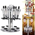 Liquor Dispenser, Bar Butler Wall Mounted Liquor Dispenser Liquor Bottle Holder, Professional Revolving Alcohol Caddy Beer Cocktail Soda Shot Dispenser Wine Holder Party Drinking Pourer (6 Bottles)
