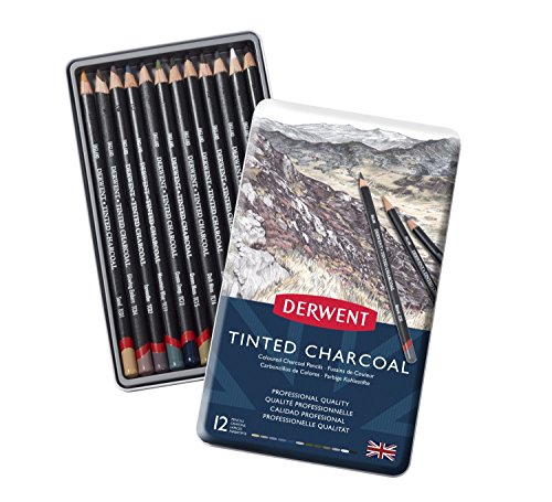 Derwent Kohlestifte mit Farbnuancen in Metallbox 12 Stück - 2