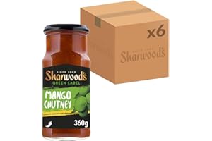 Sharwood's Green Label Mango Chutney – Sweet & Tangy Indian Condiment – Made with Ripe Mangoes – 360g Jar (Pack of 6)