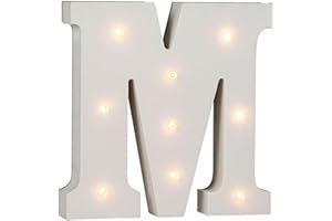 OOTB Lettre en bois illuminée M, avec 9 LED, env. 16 cm