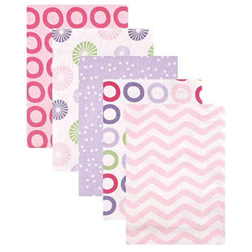 Luvable Friends 5 Pack Flannel Receiving Blankets (Pink Circles)