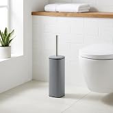 Deconox Paslanmaz &Ccedil;elik Saplı WC Fır&ccedil;alık Gri, Kapaklı Tuvalet Fır&ccedil;ası Seti, Hijyenik Saklama Hazneli Banyo ve WC Fır&ccedil;ası, 38