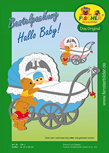 Fischer Fensterbild HALLO BABY ! / Bastelpackung / ca. 37x32 cm / zum Selberbasteln / Basteln mit Papier und Pappe