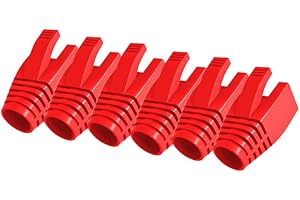 VIVOCH 50 Pcs Cat7 Cat7A Cat8 Strain Relief Boot, RJ45 Plug Connector Cover Modular Network Plug Connector Cap Cable Connector Boots, Red