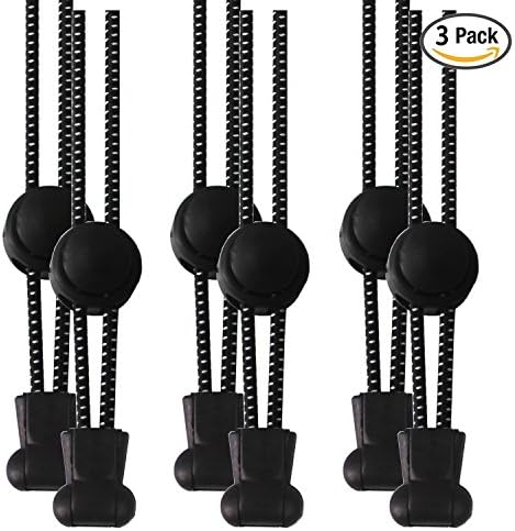 Elastic Laces comfortable No Tie Sports Shoelaces with Locks for Kids and Adults, 3 Pairs