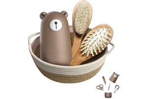 FACEWEGEN Baby 7 in 1 Pflegeset, Nagelschere, Nagelfeile, Pinzette, Naturholz-Haarkamm, Aufbewahrungskorb，für Kinder und Neugeborene in einer schönen Geschenkbox.