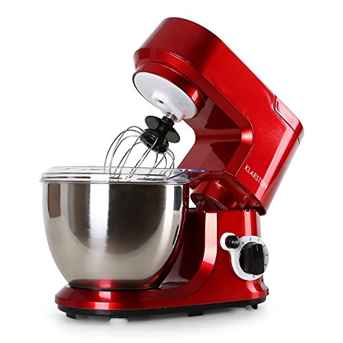 Klarstein Carina Rossa Küchenmaschine Universalzerkleinerer mit Getränke-Mixer-Aufsatz (1,5L Smoothie-Cocktail-Eiweiß-Shaker, 4L Edelstahl-Schüssel, 6 Knet-und Rühr-Stufen) rot - 4