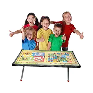 Prime Multipurpose Ludo Snake Ladder Game Table Foldable Study Table Bed Cross Leg Table for Kids Boys and Girls for Gifting Pack of 1