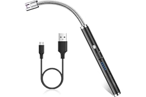 BSWL Candle Lighters Long Reach,Electric Lighter Rechargeable USB Windproof Flameless Long Lighter for Candles with LED Battery Display & Safety Protector Button for Light Candles Kitchen BBQ Camping Stove