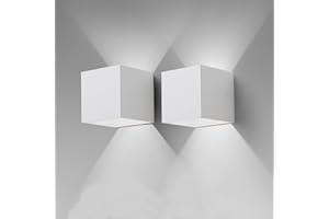 2 Pezzi LED Applique da Parete Moderno, 12W 6500K Luce Fredda, Interno/Esterno MOKEKA IP65 Impermeabile, Alluminio Quadrata Con Angolo del Fascio Regolabile (Lucec Fredda-6500K)