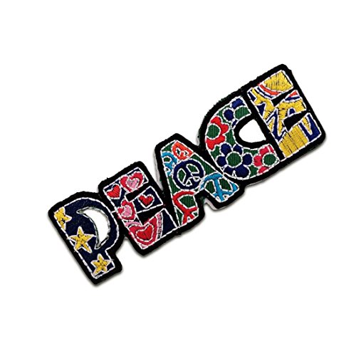 Aufnäher / Bügelbild - Peace Frieden - bunt - 10 x 3 cm - Patch Aufbügler Applikationen zum aufbügeln Applikation Patches Flicken