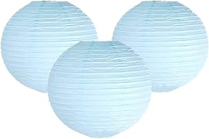 MATISSA Confezione da 3 paralumi per lanterne di carta, per feste di compleanno, baby shower, matrimoni, celebrazioni, decorazioni da 4"(10 cm) a 16"(40 cm) (azzurro, 10" (25 cm))