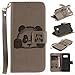 Produktbild Hülle für Samsung Galaxy S8, Samsung Galaxy S8 Hülle / Handyhülle / Schutzhülle / Ledertasche / Tasche / Case / Cover / Flip Brieftasche, Anlike Geprägte Panda für Samsung Galaxy S8 (5,8 Zoll) Bookstyle Kartenfach Standfunktion Handytasche mit Abnehmbar Handy Lanyard für [Samsung Galaxy S8 (5,8 Zoll)] - grau