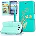 Produktbild Roreikes Schutzhülle für Samsung Galaxy A3 (2015) SM-A300F, Hülle Muster Blume Strap Lanyard Wallet Cover Tasche golden Butterfly Blume PU Leder Flip Case Handytasche Muster Schutz Hüllen im Bookstyle Handyhülle Ledertasche mit Stand Funktion Kartenfächer Magnetverschluss Magnet Etui Schale Schutzhüllen für Samsung Galaxy A3 (2015) SM-A300F - Grün