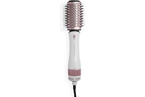 Revolution Haircare London, Smooth Boost Hot Air Brush, for All Hair Types, Fast Drying, White & Rose Gold