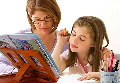 Delmkin Leseständer Holz Bambus Buchständer Kochbuchhalter – 34 * 23,5 * 2,8cm - 3