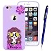 Produktbild Yokata iPhone 6 / iPhone 6s Hülle für Mädchen Soft Cute Flexible Silikon Niedlich Clear Ultra Dünn Schlank Schön Handyhülle Premium Kratzfest 3D TPU Schutzhülle für iPhone 6 / iPhone 6s (4,7 Zoll) Case Cover + 1 x Kapazitive Feder - Blume und Mädchen Lila