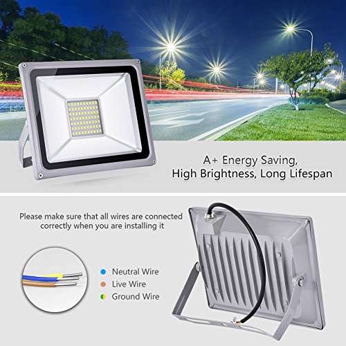 HimanJie 20W 30W 50W 100W 150W 200W 300W 500W LED Kaltweiß Wandstrahler Lampe Außenstrahler Aluminium Strahler Flutlicht 220V IP65(50W) - 6