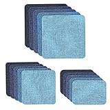 Patch Denim Fer Sur Le Tissu,Muscccm 15 Pièces Ecusson Thermocollant ou Ecusson à Coudre pour Vêtement T-shirt Jeans Veste Sac, 5 Couleurs(5 x 5 Inch, 3 x 3 Inch, 3 x 2 Inch)
