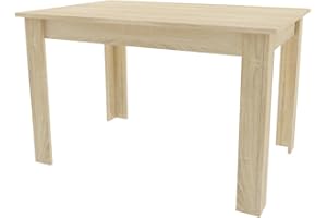 NMK HOME Mesa de Comedor Moderna 120 x 80 cm - Mesa Blanca con Patas de Madera de Haya - Robusta y Fácil de Limpiar