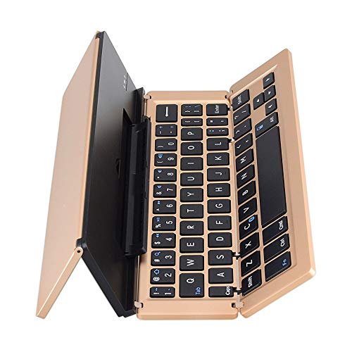 Preisvergleich Produktbild Melodycp Bluetooth-Tastatur, faltbar, kabellos, Aluminium, universell, ultraflach, für Apple-Handys, Tablet Gold