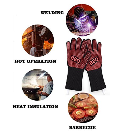 XY Life Topfhandschuhe Grillhandschuhe ,Hitze Beständig Silikon Baumwoll BBQ handschuhe,1 paar - 5
