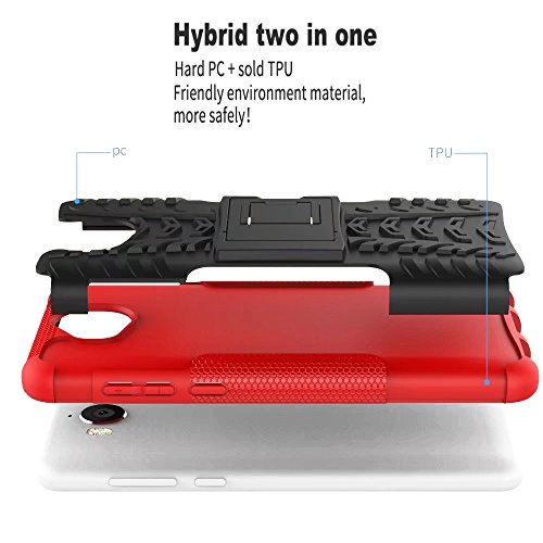 SMTR Huawei Y6 2017 Funda   Heavy Duty  H  brida Rugged Armor Case Choque Absorci  n Protecci  n Dual Layer Bumper Carcasa con pata de Cabra para Huawei Y6 2017 blanco