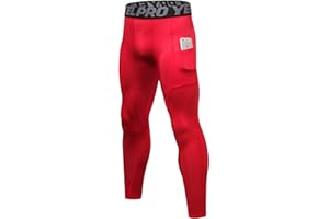 Ruowuhen Leggings Sportivi Uomo Pantaloni a Compressione con Tasche, Asciugatura Rapida Calzamaglia Baselayer for Gym Jogging Running Palestra