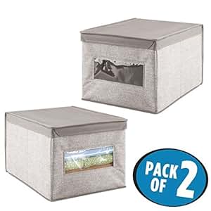 mDesign 2er-Set Stoffboxen mit Deckel - große Aufbewahrungsbox aus