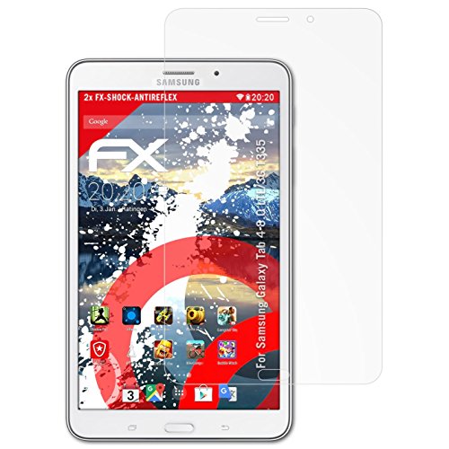 Samsung Galaxy Tab 4 8.0 (LTE/3G T335) Panzerfolie - 2 x atFoliX FX-Shock-Antireflex blendfreie stoßabsorbierende Panzerschutzfolie