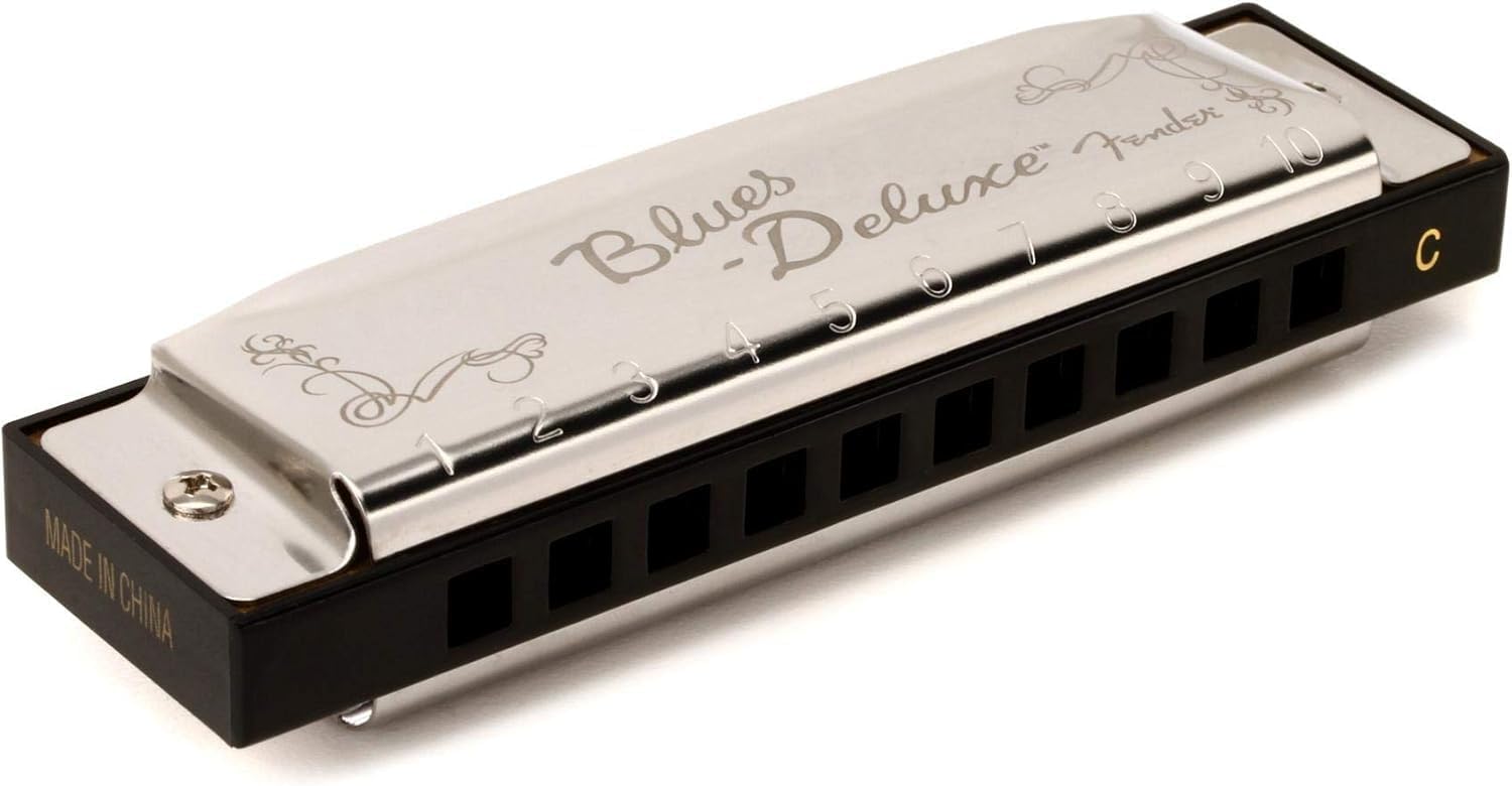 Fender Blues Deluxe Harmonica, Clé de C, 10 Trous, Nickel Chrome, Étui Inclus