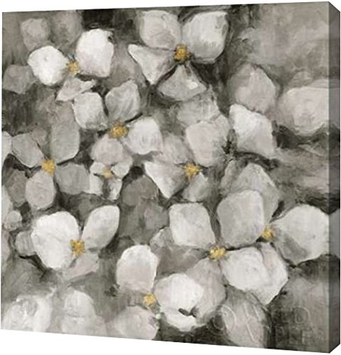 PrintArt GW-POD-38-26494-30x30 Midnight Neutral Hydrangeas with Gold by Marilyn Hageman Gallery Wrapped Giclee Canvas Art Print, 30" x 30"
