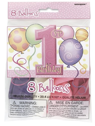 30,5 cm Latex Rosa Luftballons Ballons zum 1. Geburtstag, 8 Stück - 6