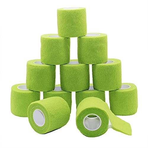 Fuluning,Vet Wrap,Goalkeeper Tape,Athletic Wrap,5cm Cohesive Bandages,Crepe Bandages,Flexible Bandage,Self Adhesive Bandage,Cohesive Bandages,Vet Wrap,5 cm x 4.5m,Olive Green