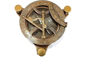 Boussole en laiton antique entièrement fonctionnelle avec cadran solaire et boussole nautique vintage
