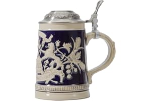 HAUCOZE Amoy-Art Boccale di Birra Con Coperchio Regali Fatti a Mano Souvenirs Bicchieri da Birra Rilievo inciso delle Circo Bavarese Sicurezza Alimentare Confezione Regalo 0.5 Litre