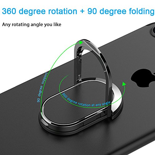 aceyoon Finger Ring Phone Holder Case for iPhone 7 Black 2 Pack Attachable Cell Phone Stand Grip 360 Degree Rotating Kickstand Universal Smartphone Holder Mount Metal for iPhone x 8 7 7 Plus 6 Samsung HTC