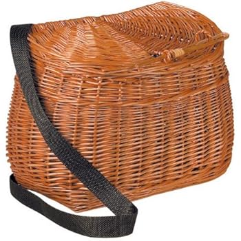 Panier De Pêche En Osier Naturel Avec Sangle - Dimensions 34x19x16 Cm - Idéal Pour Truite, Rangement Matériel Ou Décoration