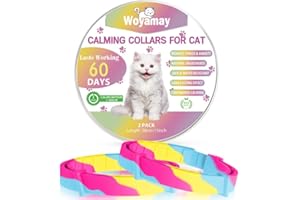 Woyamay Collare Calmante per Gatti, Collari Calmanti Feromoni Gatto Regolabile e Impermeabile, Naturale Collare Gatto Calmante per Gatti di Taglia Piccola, Media e Grande, Arcobaleno (2 Pezzi)