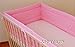 NURSERY BUMPER 420 cm LONG ALL ROUND BUMPER TO FIT BABY COT BED (GINGHAM PINK)