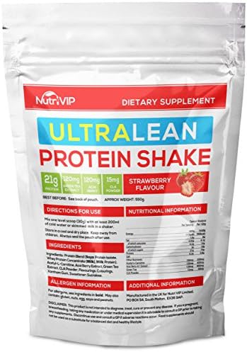 Strawberry Ultralean Protein Shake | Low Calorie &amp; Low Carbohydrate Shake | UK Manufacturer